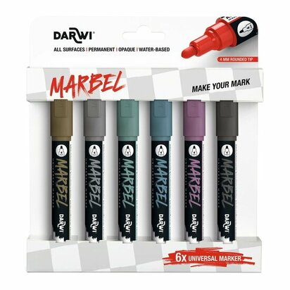 MARBEL set 6 markers  4mm metallic &ndash; foto van acrylmarker