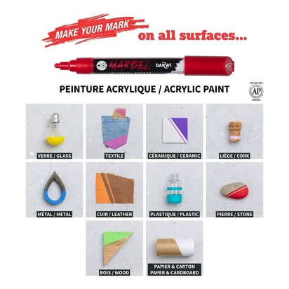 MARBEL set 6 markers univ 4mm metallic
