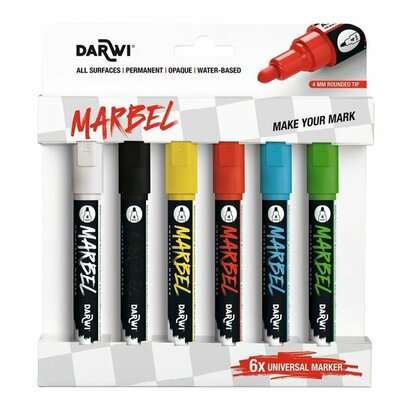MARBEL set 6 markers  4mm primair &ndash; foto van acrylmarker