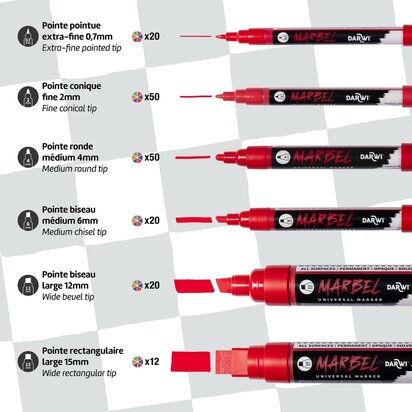 MARBEL set 6 markers univ 4mm pastel
