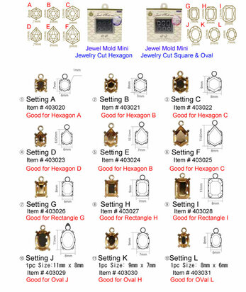 Setting for Jewel Mold Mini Square G