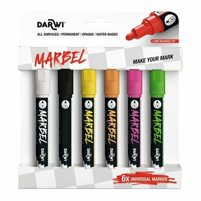 MARBEL set 6 markers  4mm Neon &ndash; foto van acrylmarker