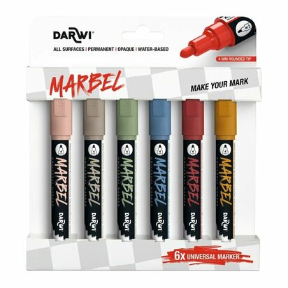 MARBEL set 6 markers  4mm Natuur &ndash; foto van acrylmarker