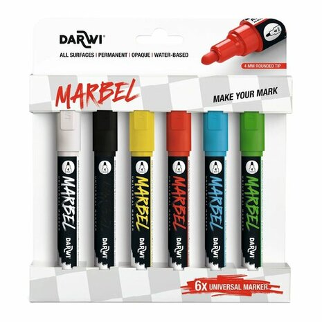 MARBEL set 6 markers  4mm primair &ndash; foto van acrylmarker