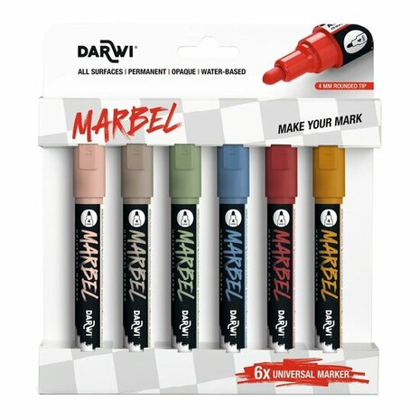 MARBEL set 6 markers  4mm Natuur &ndash; foto van acrylmarker